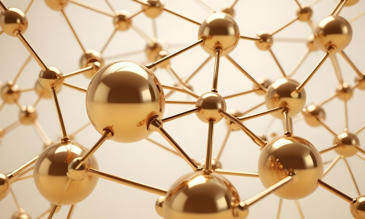 3d Model Golden Spheres Connected By Thin Rods In A Grid Like Structure Soft Lighting Clean And Minimalist Design Abstract Representation Of Molecular Structure Bright Background Figure Octane Render Volumetric 50 2e3f