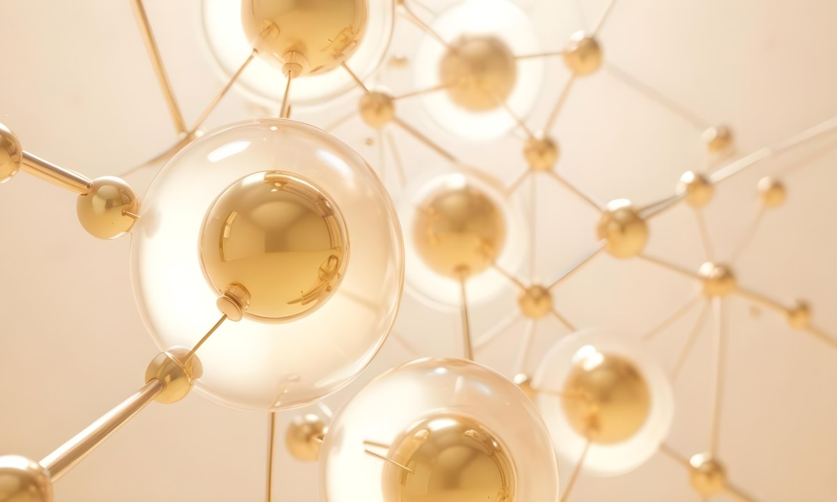 3d Model Golden Spheres Connected By Thin Rods In A Grid Like Structure Soft Lighting Clean And Minimalist Design Abstract Representation Of Molecular Structure Bright Background Figure Octane Render Volumetric 51 B3d5