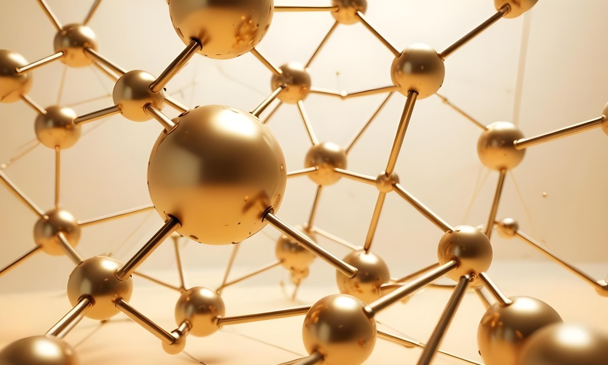 3d Model Golden Spheres Connected By Thin Rods In A Grid Like Structure Soft Lighting Clean And Minimalist Design Abstract Representation Of Molecular Structure Bright Background Figure Octane Render Volumetric 6 Df6e