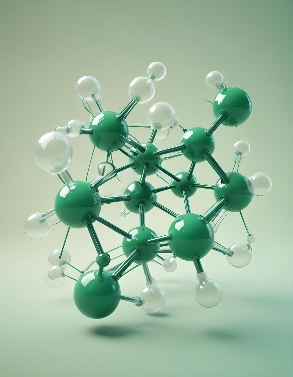 3d Model Green Molecule Structure With Interconnected Spheres And Thin Connecting Lines Against A Gradient White And Green Background Science Concept Organic Chemistry Figure Octane Render Volumetric Highly Detai 36 3a79