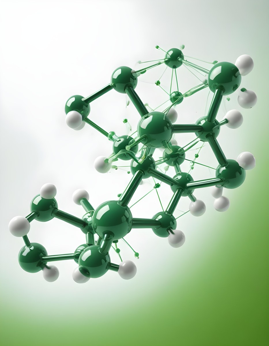 3d Model Green Molecule Structure With Interconnected Spheres And Thin Connecting Lines Against A Gradient White And Green Background Science Concept Organic Chemistry Figure Octane Render Volumetric Highly Detai 60 8f5b