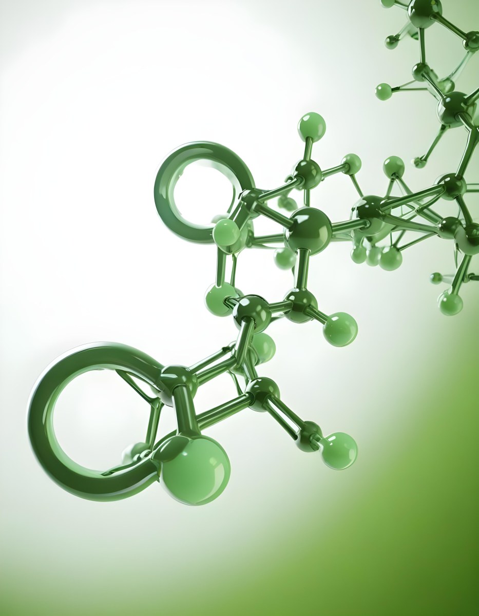 3d Model Green Molecule Structure With Interconnected Spheres And Thin Connecting Lines Against A Gradient White And Green Background Science Concept Organic Chemistry Figure Octane Render Volumetric Highly Detai 63 D1d0