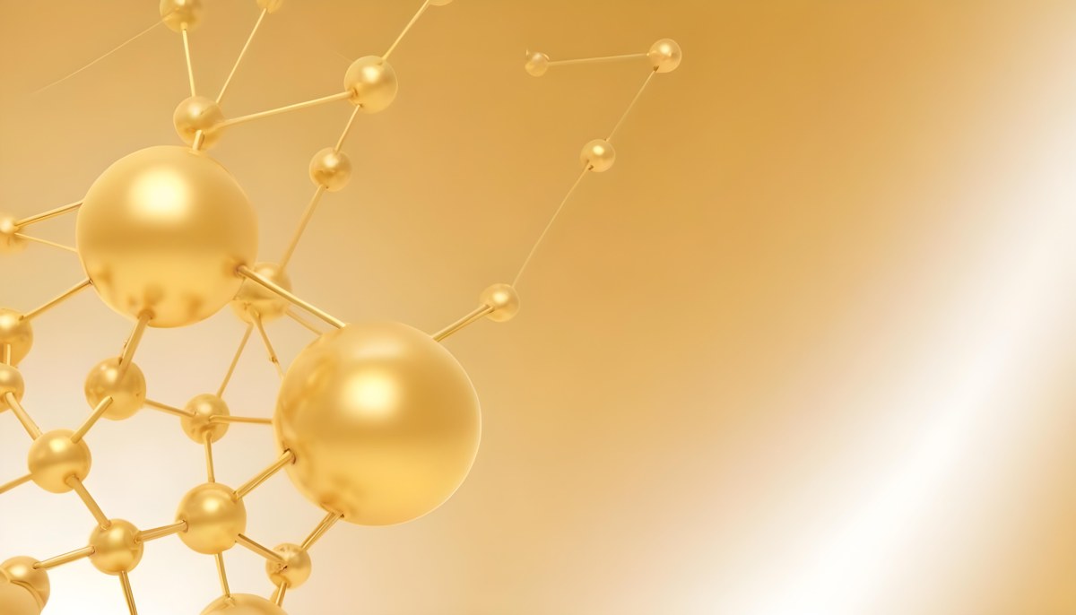 3d Model Molecular Structure With Golden Spheres Connected By Thin Lines Soft Golden Gradient Background Scientific Visualization Conceptual Design Modern Aesthetic Figure Octane Render Volumetric Highly Detailed 15 0a41