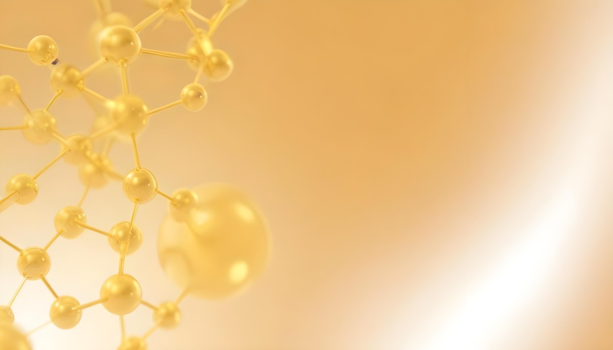 3d Model Molecular Structure With Golden Spheres Connected By Thin Lines Soft Golden Gradient Background Scientific Visualization Conceptual Design Modern Aesthetic Figure Octane Render Volumetric Highly Detailed 25 9dcb
