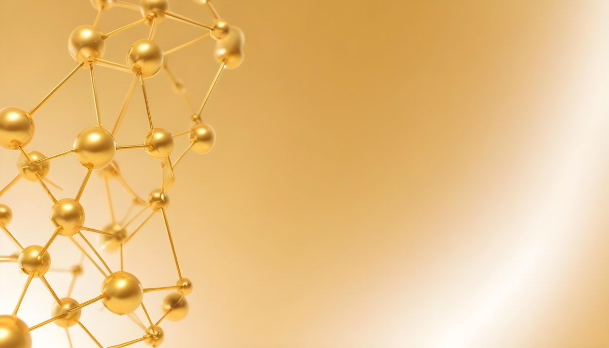 3d Model Molecular Structure With Golden Spheres Connected By Thin Lines Soft Golden Gradient Background Scientific Visualization Conceptual Design Modern Aesthetic Figure Octane Render Volumetric Highly Detailed 26 Cb21