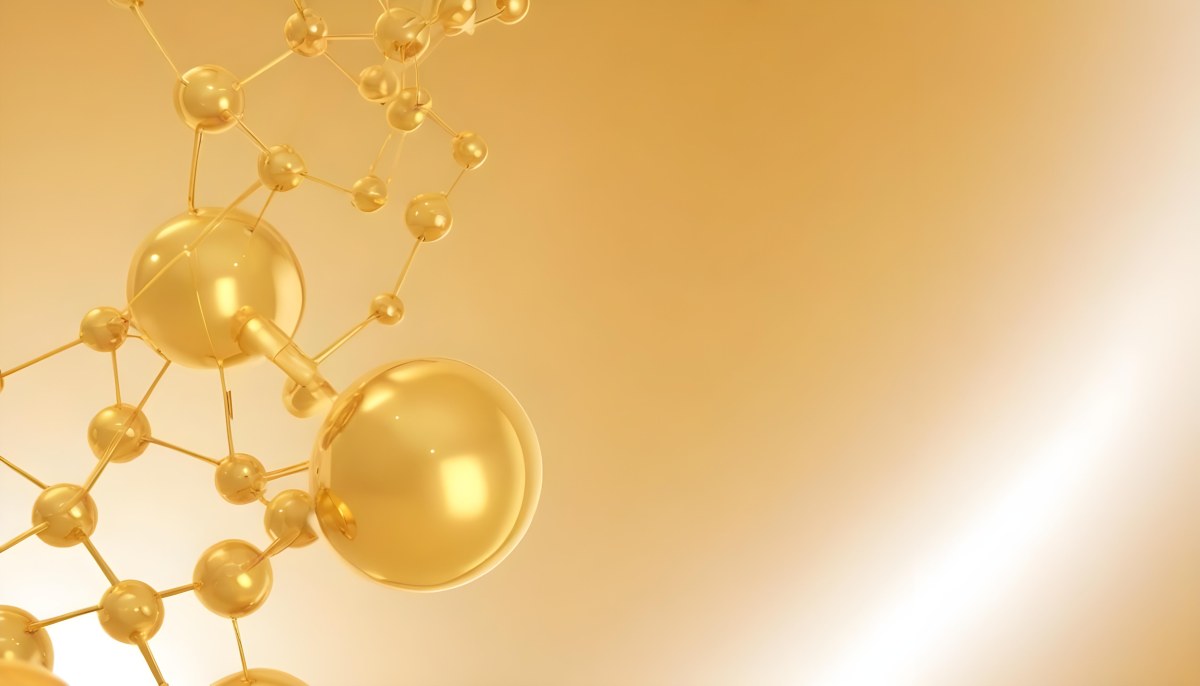 3d Model Molecular Structure With Golden Spheres Connected By Thin Lines Soft Golden Gradient Background Scientific Visualization Conceptual Design Modern Aesthetic Figure Octane Render Volumetric Highly Detailed 28 9459