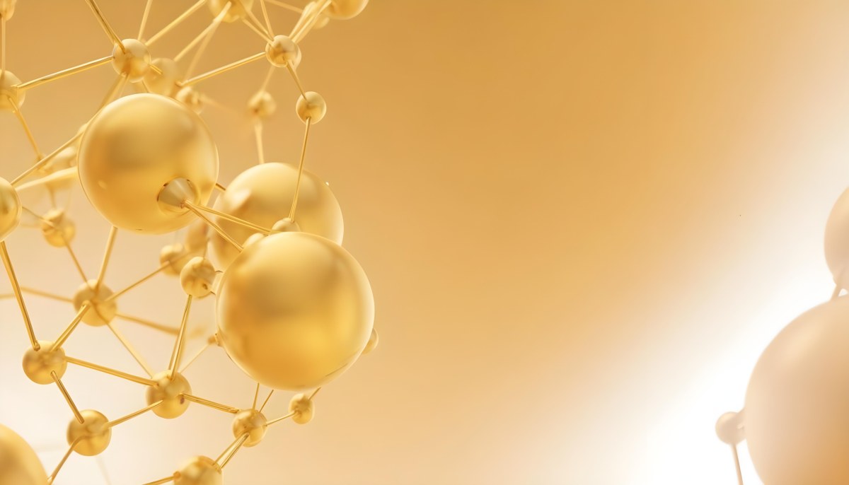3d Model Molecular Structure With Golden Spheres Connected By Thin Lines Soft Golden Gradient Background Scientific Visualization Conceptual Design Modern Aesthetic Figure Octane Render Volumetric Highly Detailed 30 F4d6