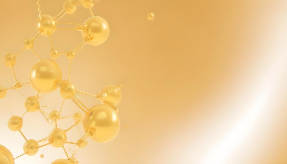 3d Model Molecular Structure With Golden Spheres Connected By Thin Lines Soft Golden Gradient Background Scientific Visualization Conceptual Design Modern Aesthetic Figure Octane Render Volumetric Highly Detailed 5 A326