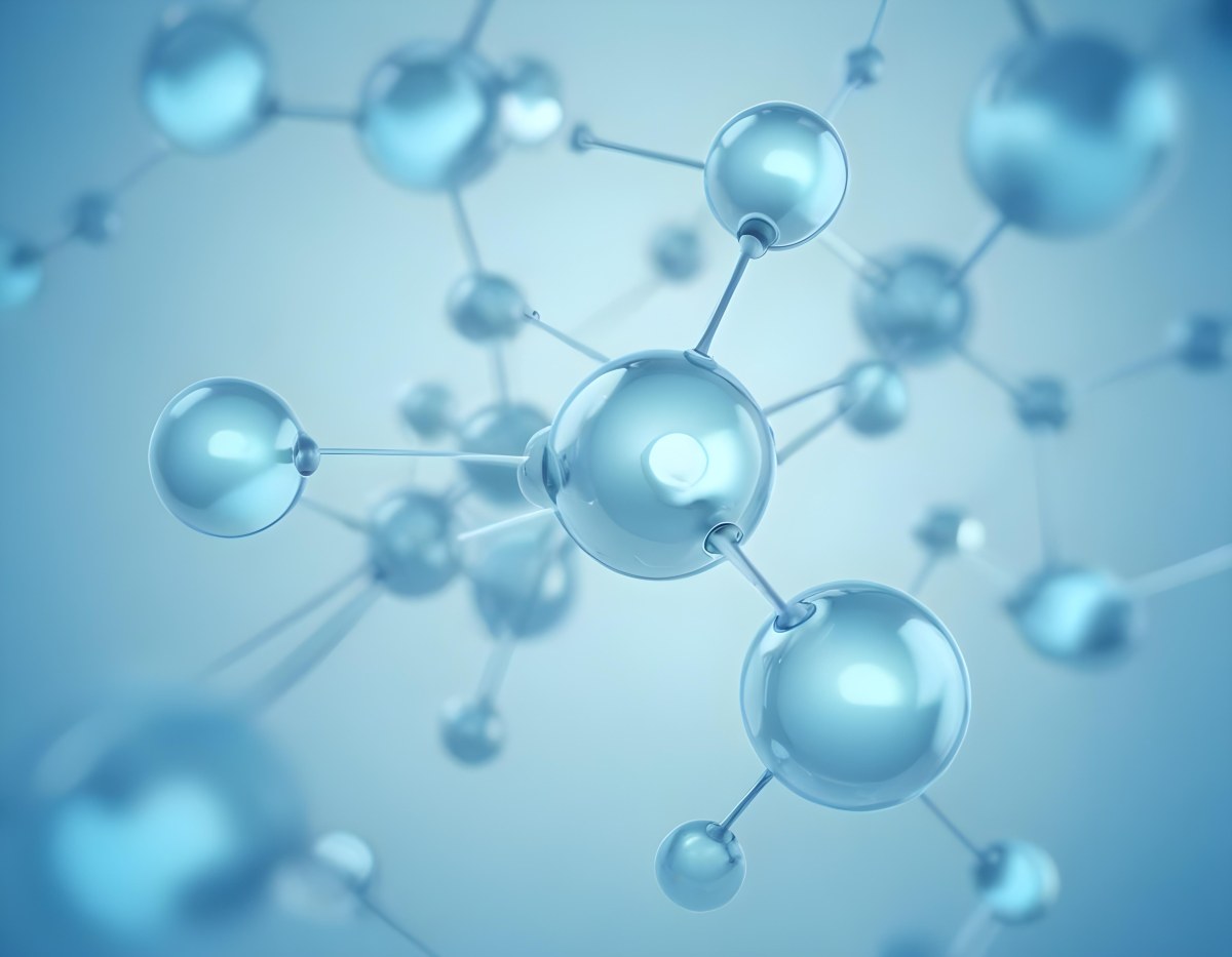 3d Model Molecular Structure With Interconnected Spheres And Rods Light Blue Color Scheme Scientific Visualization Clean And Minimalist Design Soft Lighting Abstract Background With Blurred Spheres Figure Octane 63 9a5f
