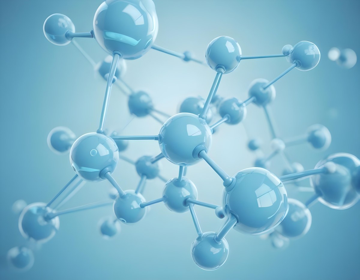 3d Model Molecular Structure With Interconnected Spheres And Rods Light Blue Color Scheme Scientific Visualization Clean And Minimalist Design Soft Lighting Abstract Background With Blurred Spheres Figure Octane 65 D7fe