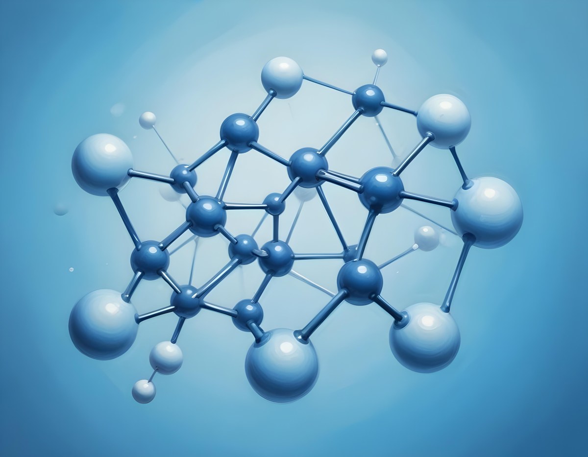 3d Model Molecular Structure With Interconnected Spheres And Rods Light Blue Color Scheme Scientific Visualization Clean And Minimalist Design Soft Lighting Abstract Background With Blurred Spheres Figure Octane 8 4f45