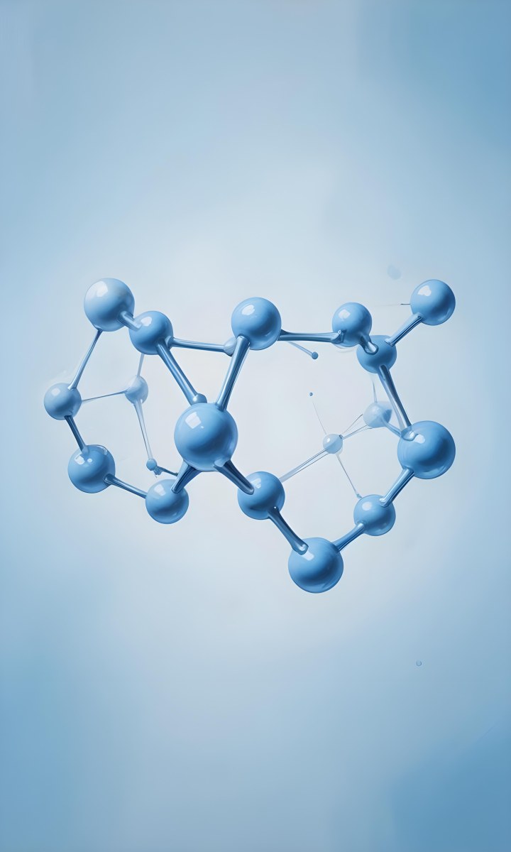 3d Model Molecular Structure With Interconnected Spheres Transparent Material Light Blue Color Scientific Representation Clean And Minimalist Design Soft Lighting Abstract Background Figure Octane Render Volumet 11 F9f1