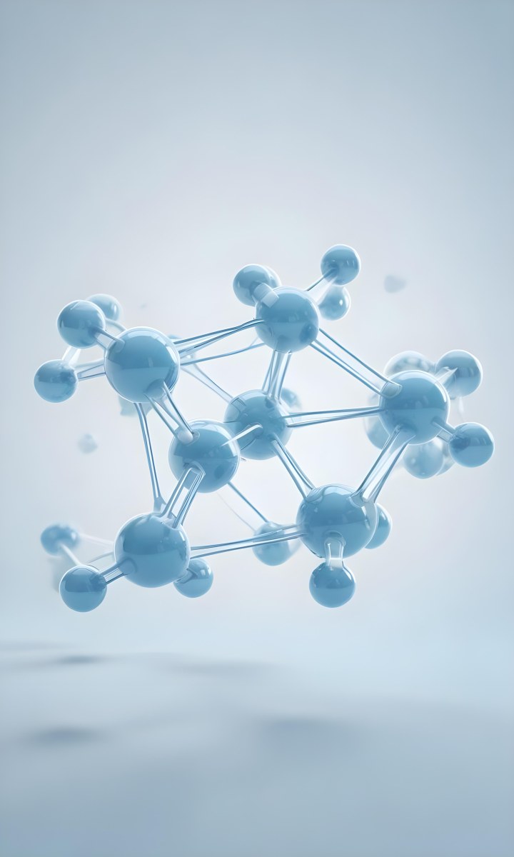 3d Model Molecular Structure With Interconnected Spheres Transparent Material Light Blue Color Scientific Representation Clean And Minimalist Design Soft Lighting Abstract Background Figure Octane Render Volumet 37 5fe8