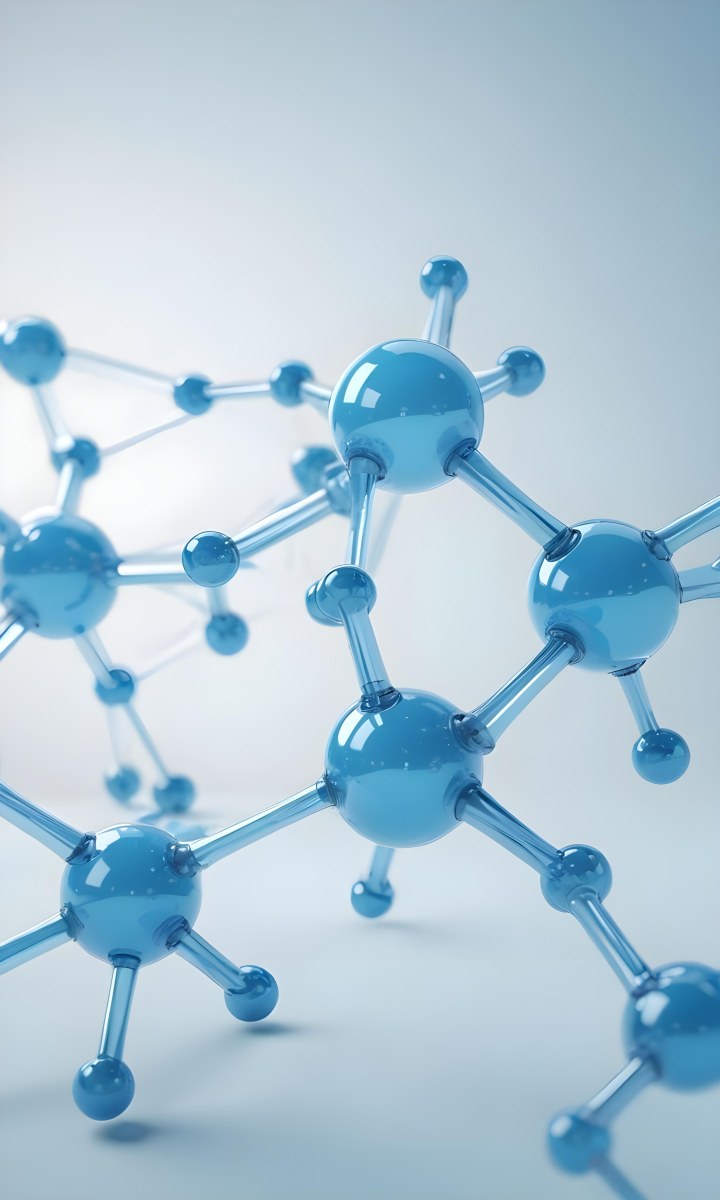 3d Model Molecular Structure With Interconnected Spheres Transparent Material Light Blue Color Scientific Representation Clean And Minimalist Design Soft Lighting Abstract Background Figure Octane Render Volumet 39 59f0