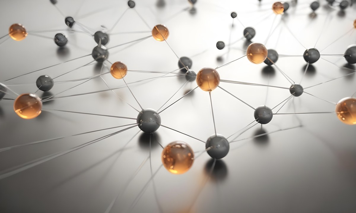 Network Of Interconnected Spheres Some Are Metallic Gray And