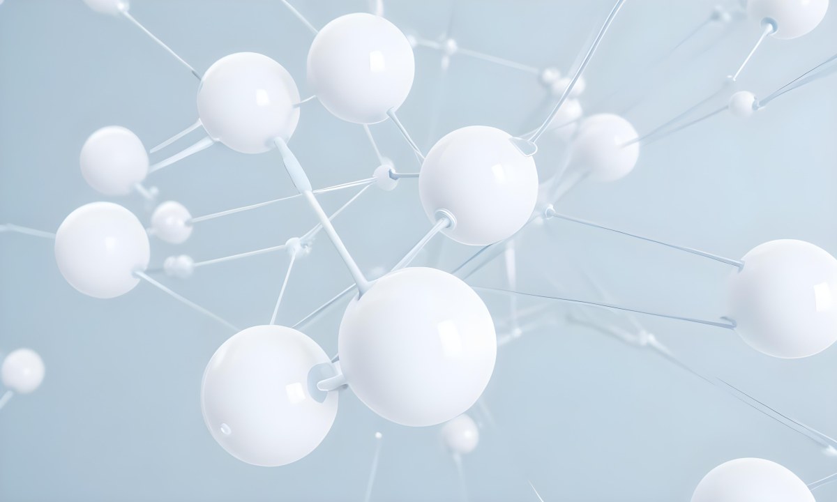 3d Model White Spheres Connected By Thin Rods Forming A Molecular Structure Soft Lighting Clean And Minimalist Design Scientific Visualization Abstract Representation Light Blue Background Figure Octane Render 5 6fef