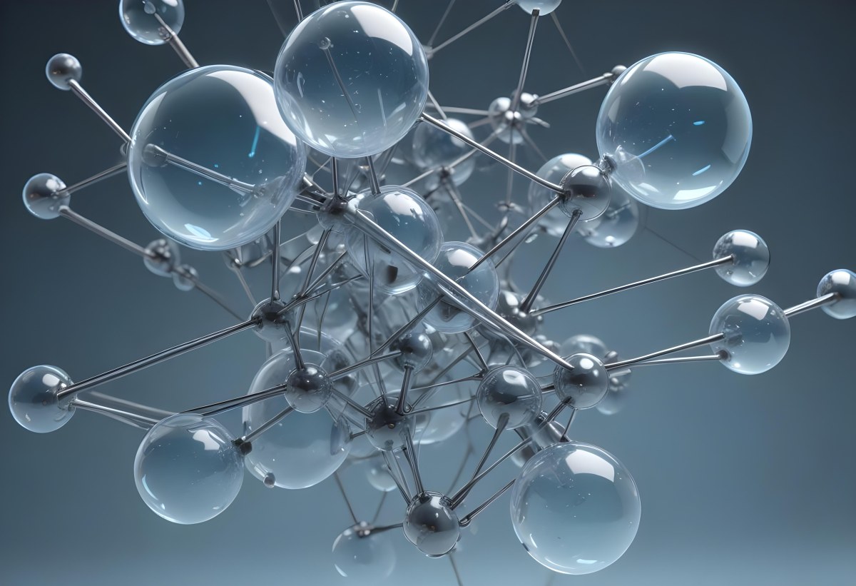 A Cluster Of Transparent Spheres Connected By Thin Rods Creating A Complex Network Soft Blue And Gray Gradient Background 28 Ab4c