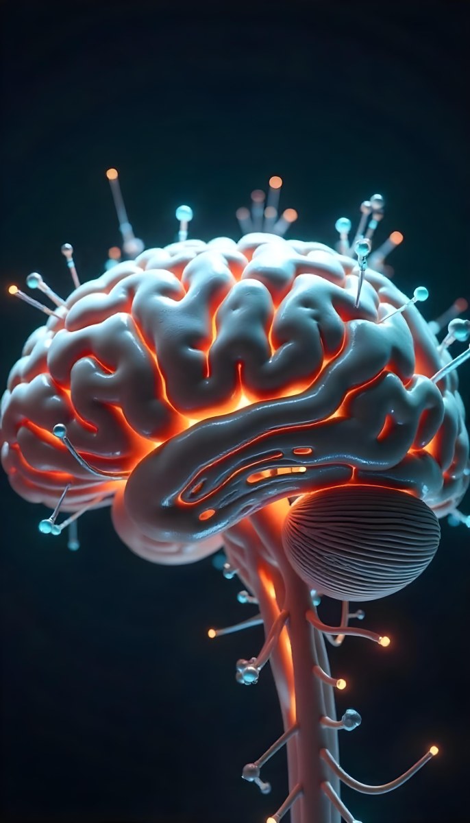 A Human Brain With Glowing Synapses Detailed Anatomy Neural Connections Intricate Details Dark Background Scientific Visualization Anatomical Representation Futuristic Technology Vibrant Colors 1 A59f