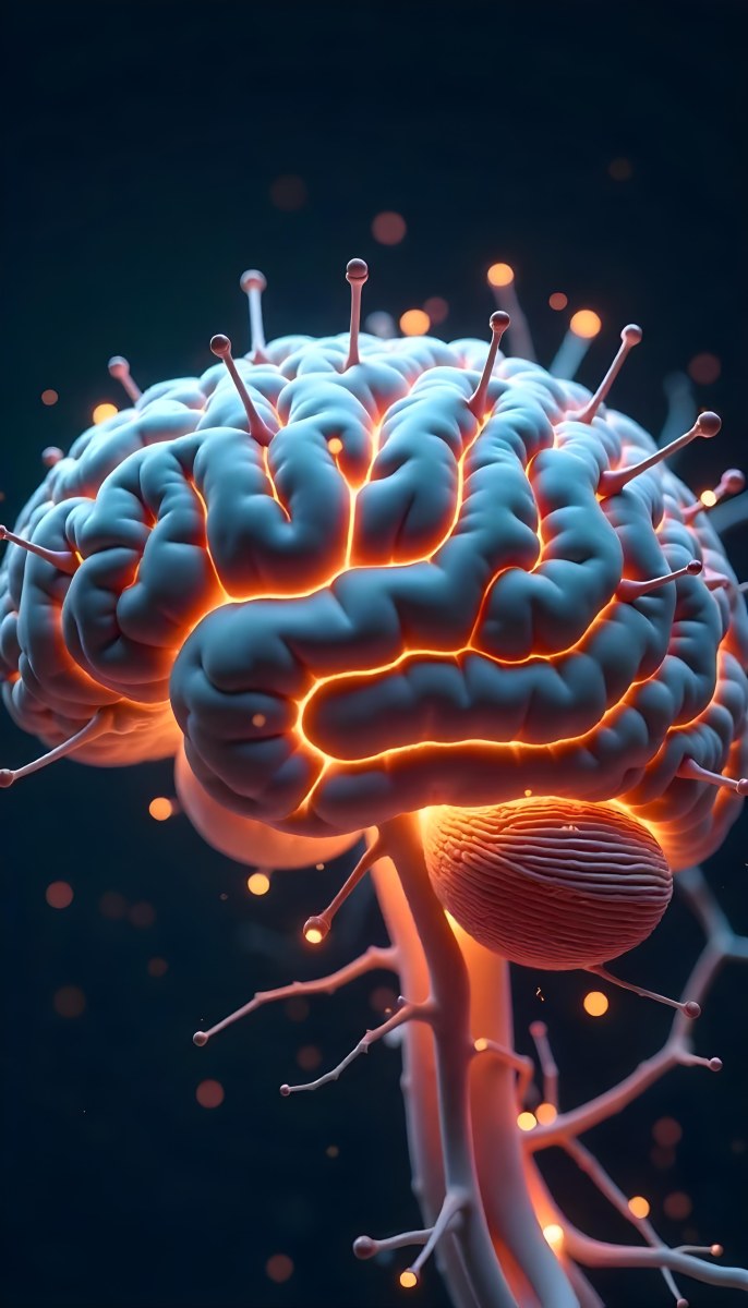 A Human Brain With Glowing Synapses Detailed Anatomy Neural Connections Intricate Details Dark Background Scientific Visualization Anatomical Representation Futuristic Technology Vibrant Colors 25 8fa6