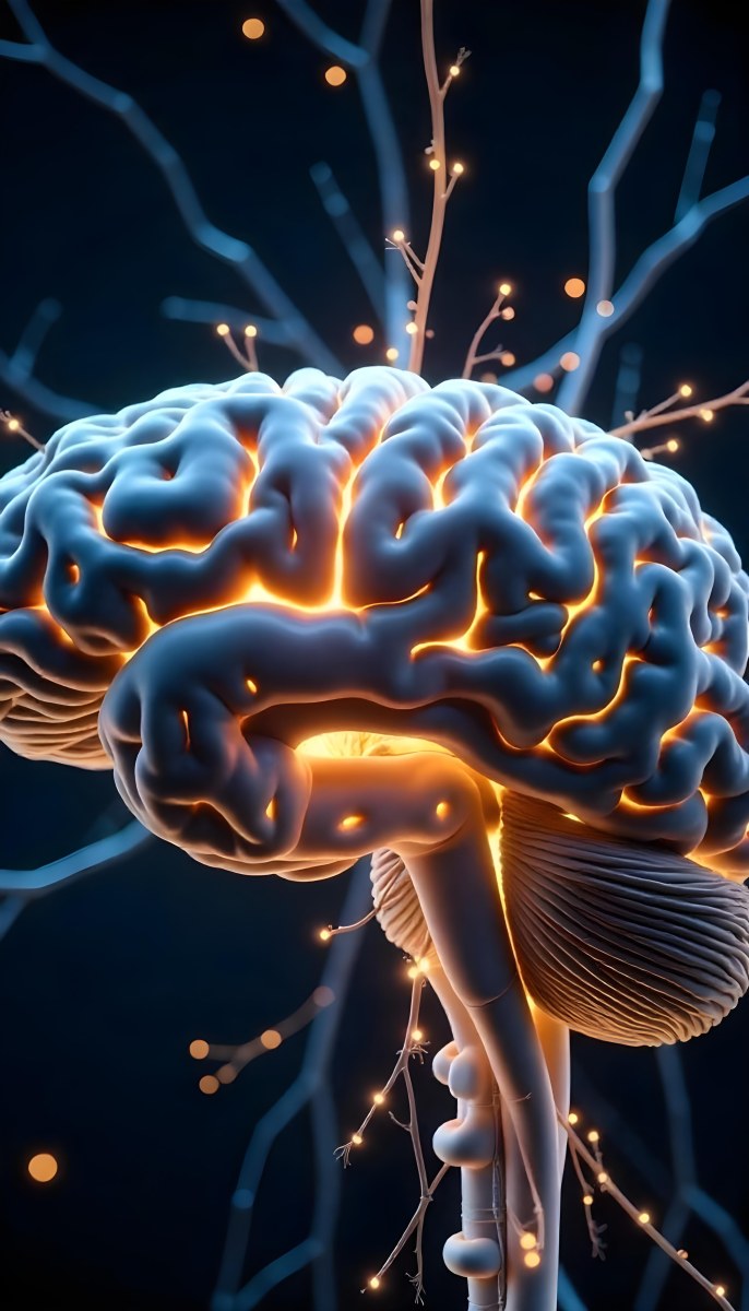 A Human Brain With Glowing Synapses Detailed Anatomy Neural Connections Intricate Details Dark Background Scientific Visualization Anatomical Representation Futuristic Technology Vibrant Colors 5 C152