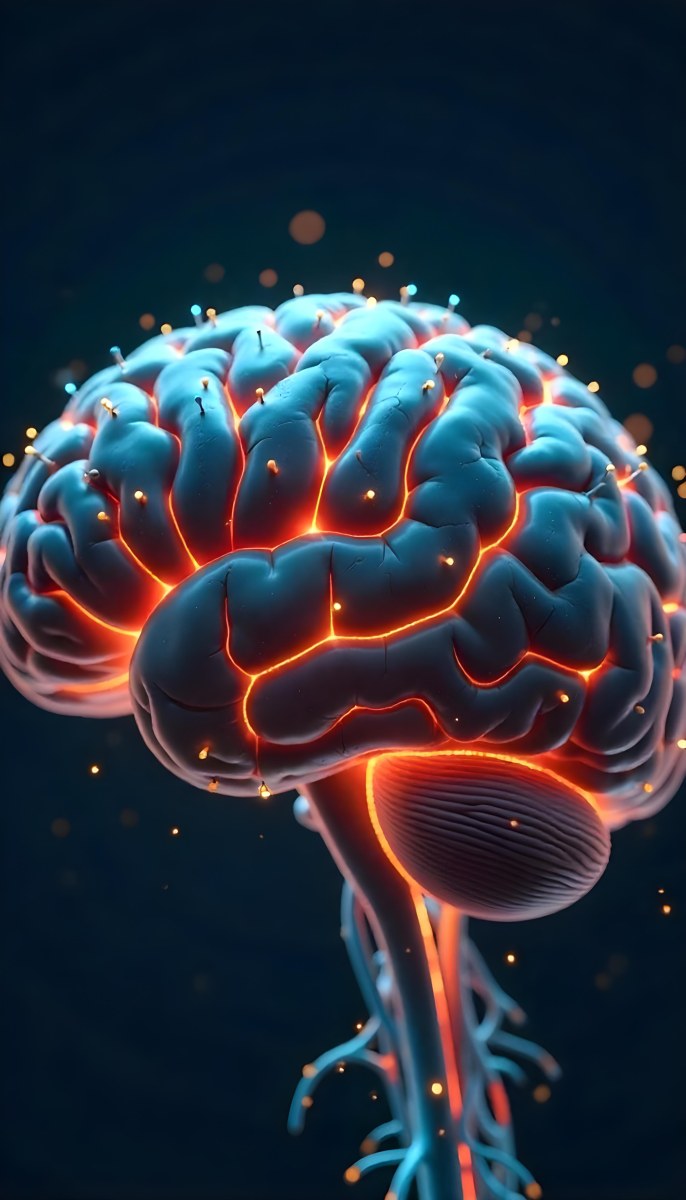 A Human Brain With Glowing Synapses Detailed Anatomy Neural Connections Intricate Details Dark Background Scientific Visualization Anatomical Representation Futuristic Technology Vibrant Colors 8 0de6