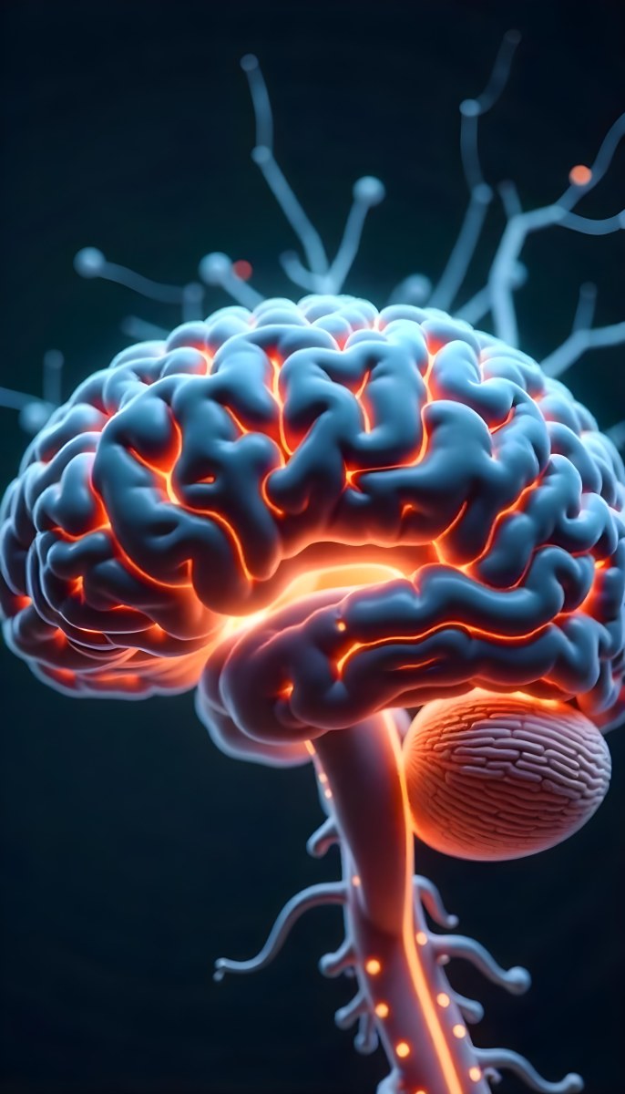 A Human Brain With Glowing Synapses Detailed Anatomy Neural Connections Intricate Details Dark Background Scientific Visualization Anatomical Representation Futuristic Technology Vibrant Colors 9 70f3