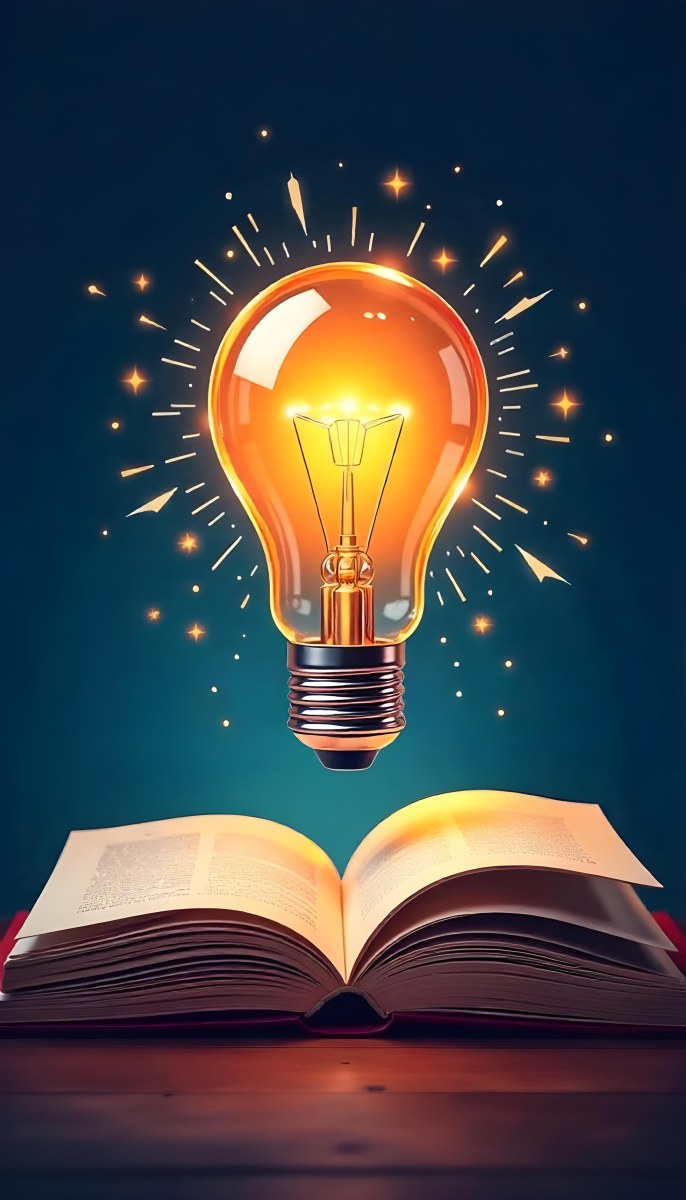 A Light Bulb Above An Open Book With Stars And Sparkles In The Background Concept Of Knowledge Creativity And Inspiration Vibrant Colors Clean Lines And A Modern Design 14 3b31