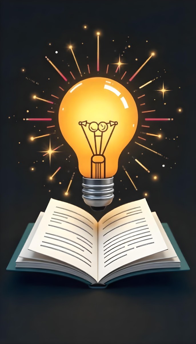 A Light Bulb Above An Open Book With Stars And Sparkles In The Background Concept Of Knowledge Creativity And Inspiration Vibrant Colors Clean Lines And A Modern Design 19 9d69