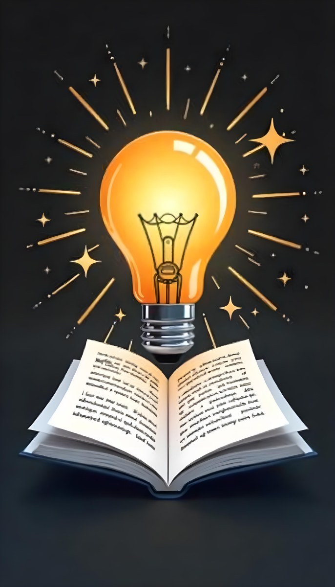 A Light Bulb Above An Open Book With Stars And Sparkles In The Background Concept Of Knowledge Creativity And Inspiration Vibrant Colors Clean Lines And A Modern Design 20 7a90