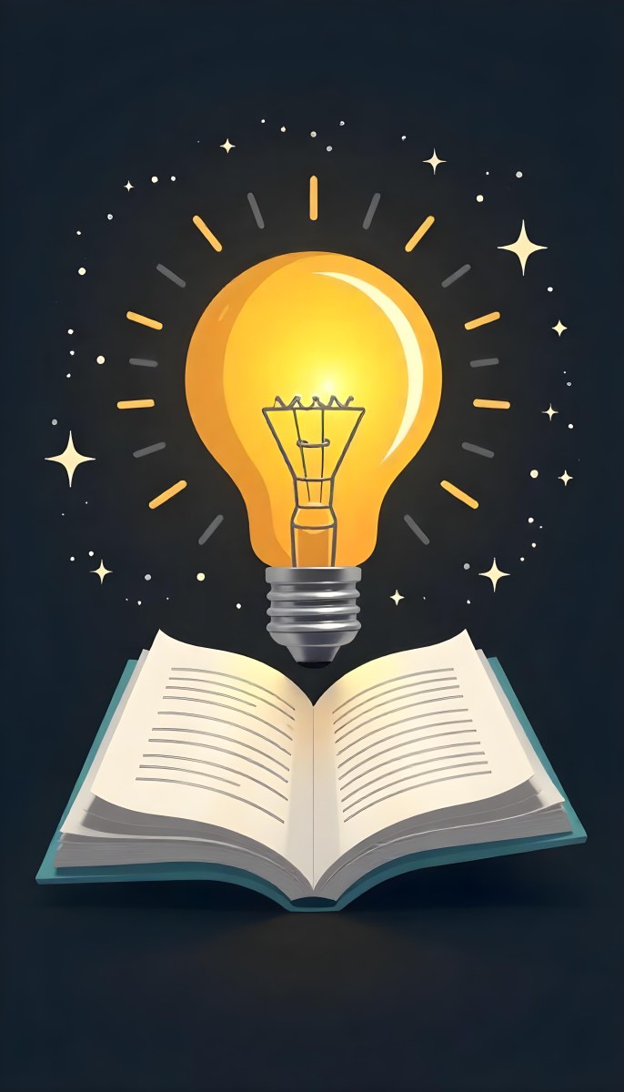 A Light Bulb Above An Open Book With Stars And Sparkles In The Background Concept Of Knowledge Creativity And Inspiration Vibrant Colors Clean Lines And A Modern Design 3 59e8