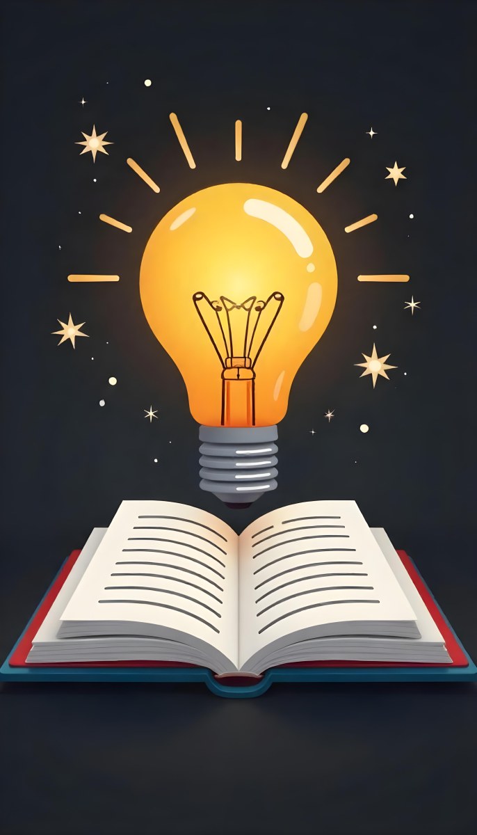 A Light Bulb Above An Open Book With Stars And Sparkles In The Background Concept Of Knowledge Creativity And Inspiration Vibrant Colors Clean Lines And A Modern Design 5 30d0
