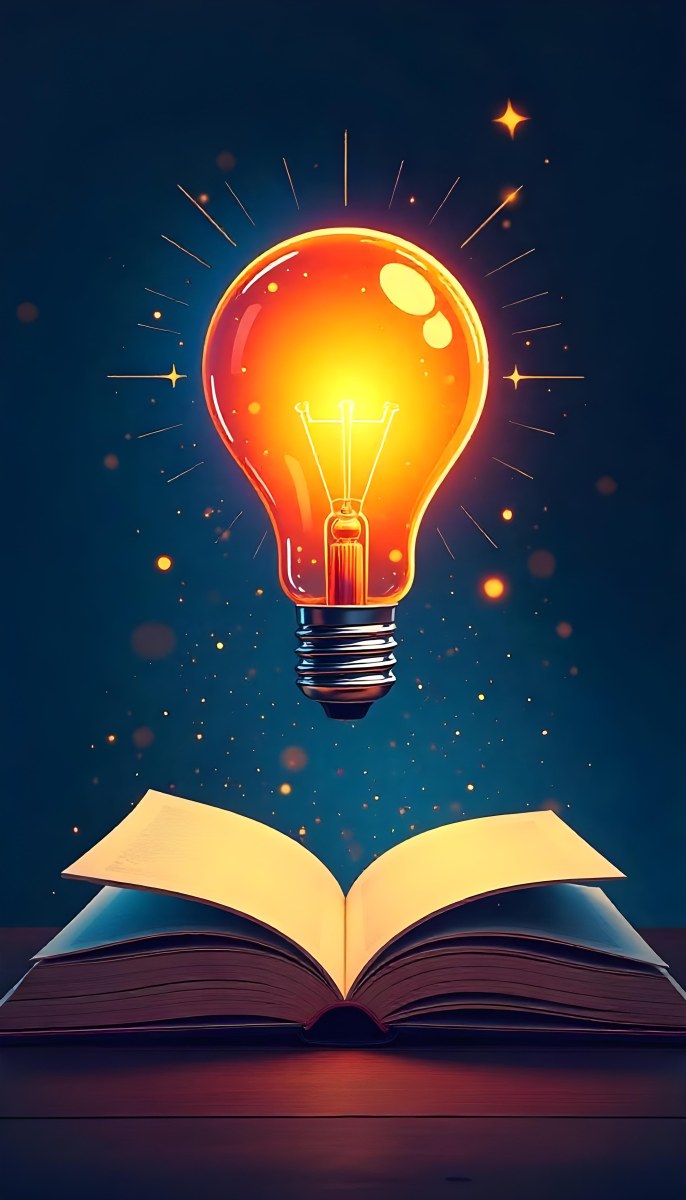A Light Bulb Above An Open Book With Stars And Sparkles In The Background Concept Of Knowledge Creativity And Inspiration Vibrant Colors Clean Lines And A Modern Design 9 Bb5c