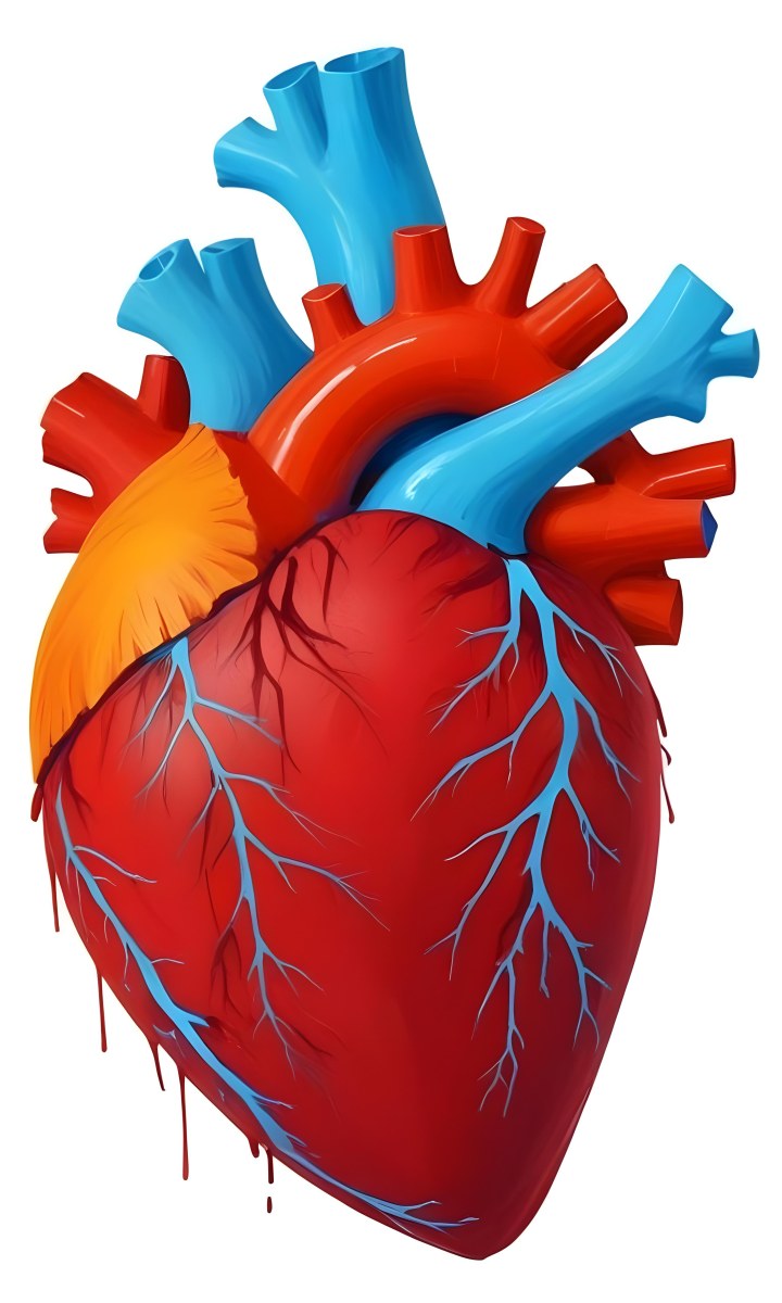 Digital Painting A Red Heart With Blue And Red Veins On A White Background Bold And Slim Lines Brush Strokes 11 Aa23