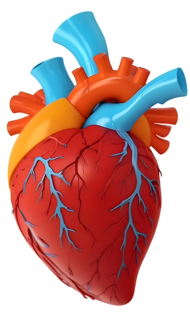 Digital Painting A Red Heart With Blue And Red Veins On A White Background Bold And Slim Lines Brush Strokes 2 D149