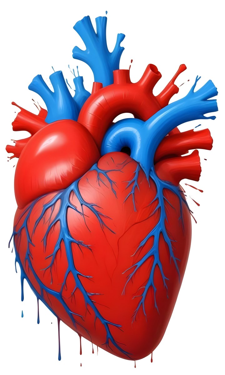 Digital Painting A Red Heart With Blue And Red Veins On A White Background Bold And Slim Lines Brush Strokes 24 7614