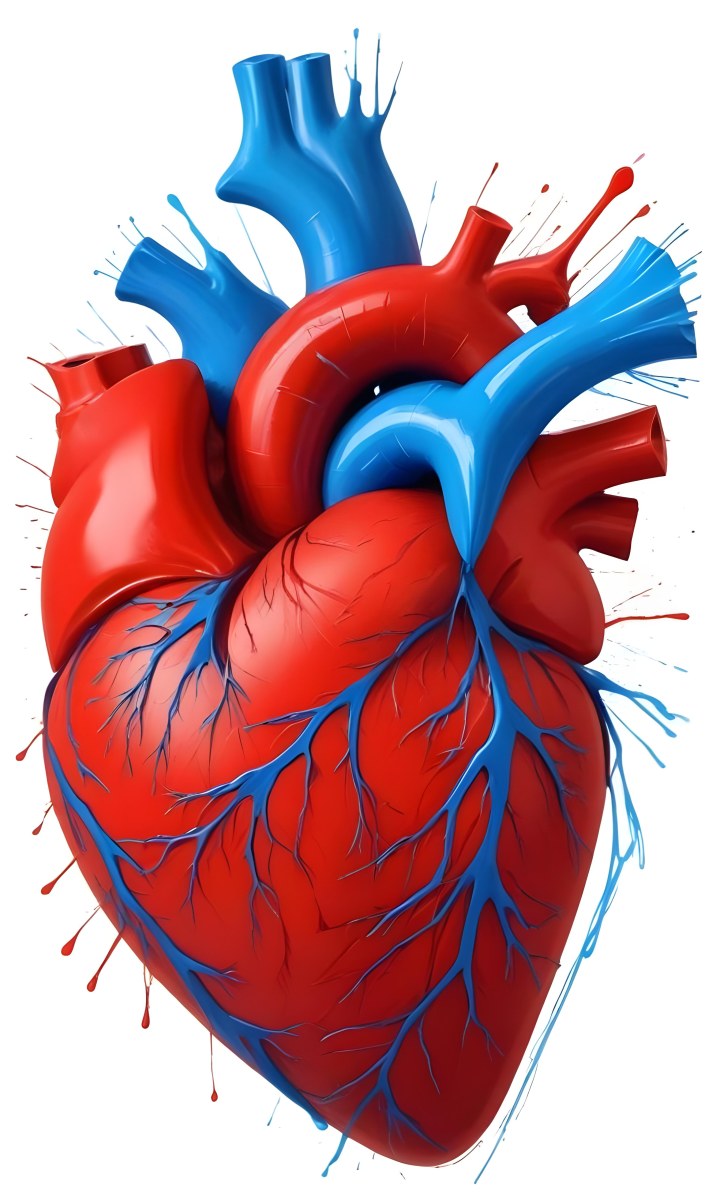 Digital Painting A Red Heart With Blue And Red Veins On A White Background Bold And Slim Lines Brush Strokes 37 7044