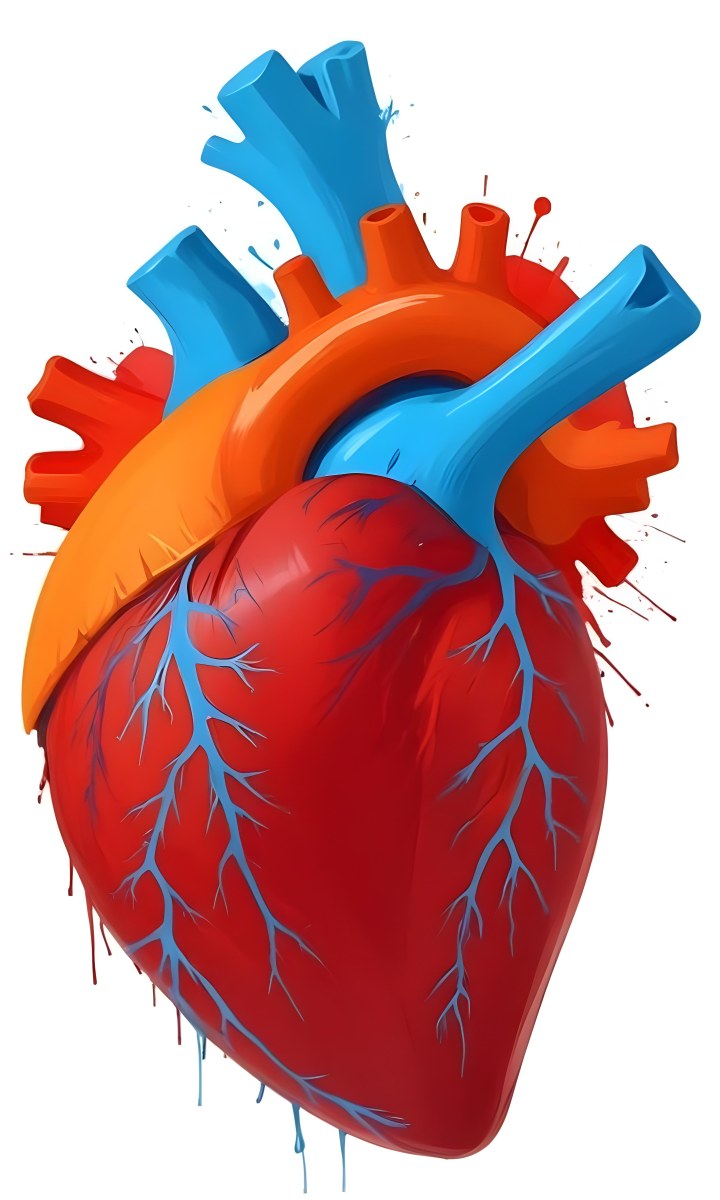 Digital Painting A Red Heart With Blue And Red Veins On A White Background Bold And Slim Lines Brush Strokes 39 88a9