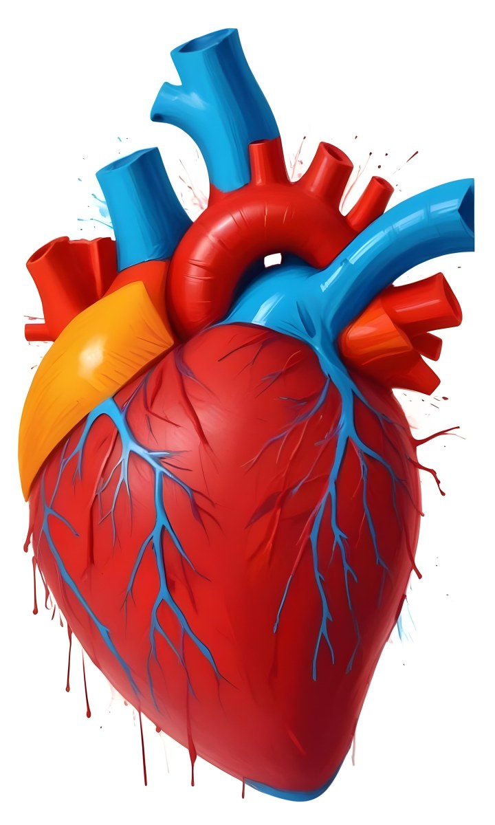 Digital Painting A Red Heart With Blue And Red Veins On A White Background Bold And Slim Lines Brush Strokes 41 B70e