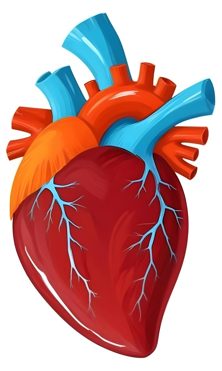 Digital Painting A Red Heart With Blue And Red Veins On A White Background Bold And Slim Lines Brush Strokes 5 63dd