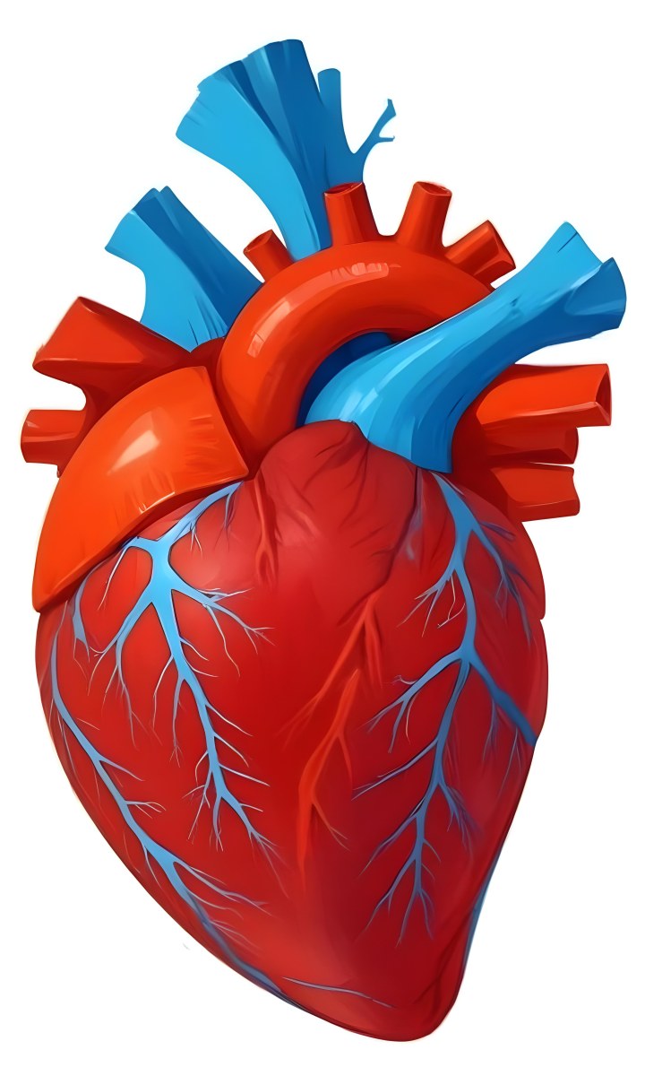 Digital Painting A Red Heart With Blue And Red Veins On A White Background Bold And Slim Lines Brush Strokes 7 76d4
