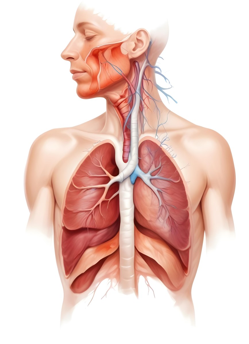 Digital Painting Human Respiratory System White Background Bold And Slim Lines Brush Strokes 5 531a