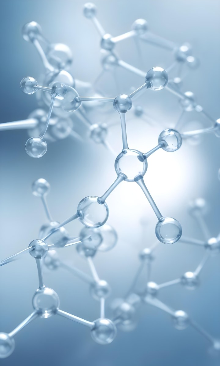 Molecular Structure With An Abstract Scientific Background Featuring Interconnected Molecules In Blue Tones 7 30aa