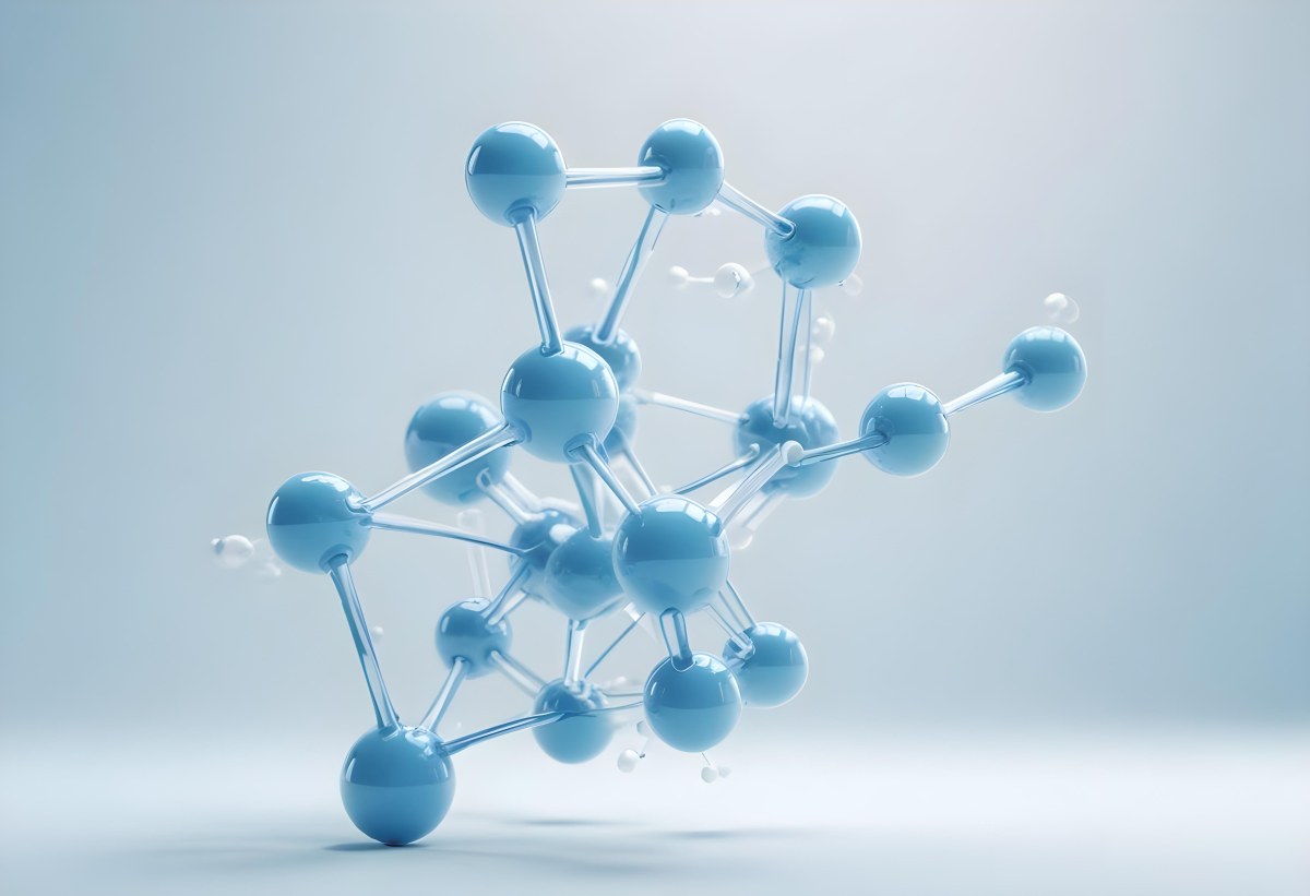 Oil Painting Molecular Structure With Interconnected Spheres Translucent Material Soft Lighting Light Blue And White Color Palette Scientific Or Medical Theme Clean And Minimalist Background Creative Extremely De 56 C870