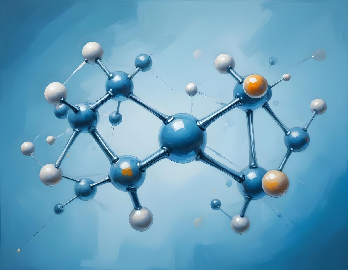 Oil Painting Molecular Structure With Spheres Connected By Rods Light Blue Color Scheme Soft Lighting Scientific Visualization Clean And Modern Design Abstract Background Creative Extremely Detailed Brush Stroke 60 8080