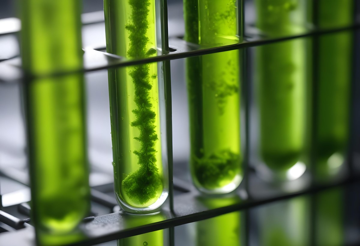 Test Tubes With Green Algae In A Metal Rack The Background Is Blurred And Out Of Focus Laboratory Environment 18 5773