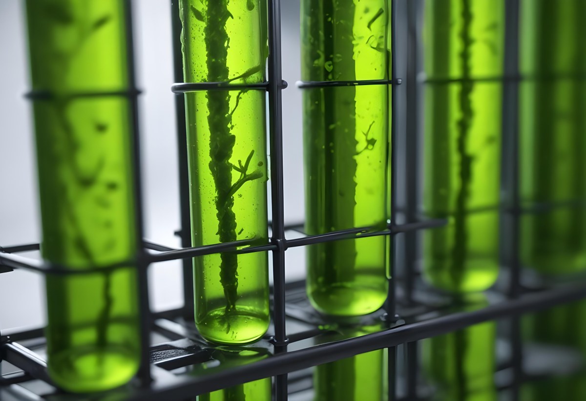 Test Tubes With Green Algae In A Metal Rack The Background Is Blurred And Out Of Focus Laboratory Environment 24 2eb6