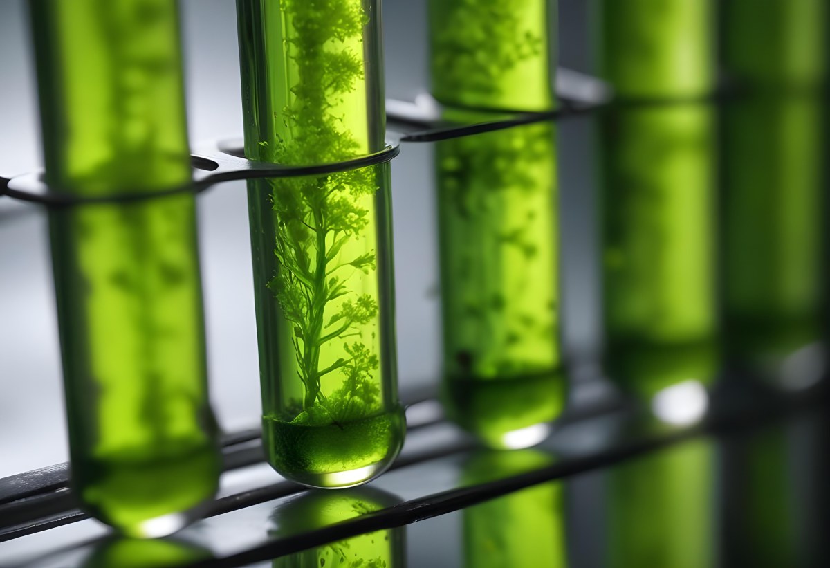 Test Tubes With Green Algae In A Metal Rack The Background Is Blurred And Out Of Focus Laboratory Environment 6 4359