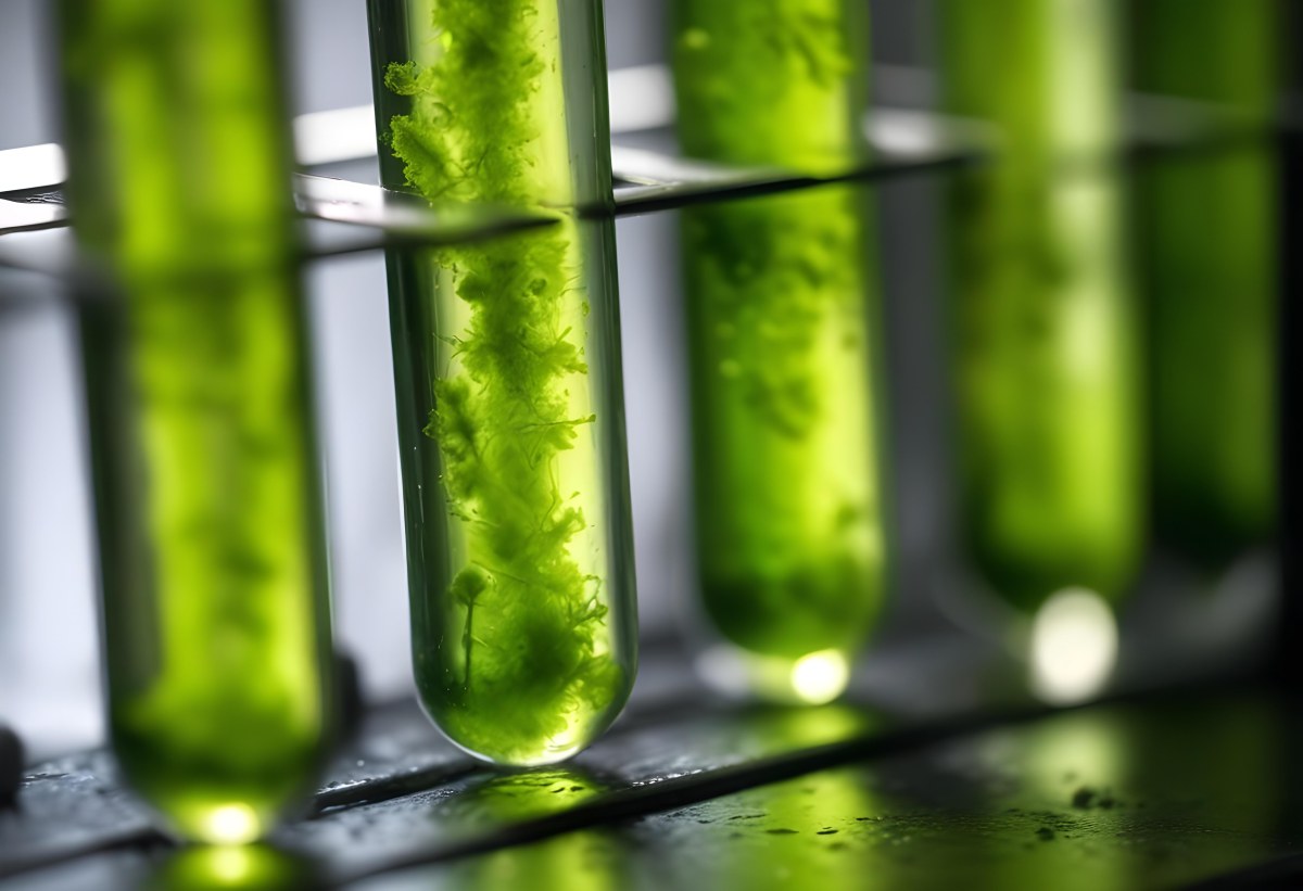 Test Tubes With Green Algae In A Metal Rack The Background Is Blurred And Out Of Focus Laboratory Environment 7 Cffd