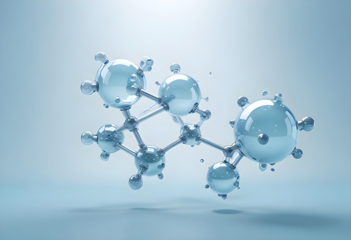 Water Molecules With Transparent Spheres And Connecting Rods Floating In A Light Blue Gradient Background Clean And Scientific Aesthetic Soft Lighting Conceptual Representation 14 2387