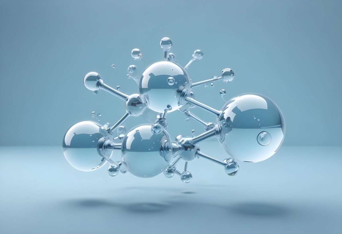 Water Molecules With Transparent Spheres And Connecting Rods Floating In A Light Blue Gradient Background Clean And Scientific Aesthetic Soft Lighting Conceptual Representation 19 52ca